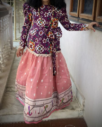 Picture of Paithani lehenga paired with Patola Pattu blouse For 4-5y