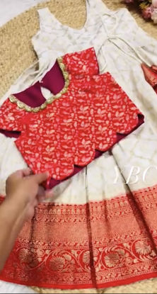 Picture of Traditional color combo Benaras pavada from Yaarah baby couture For 6-8Y