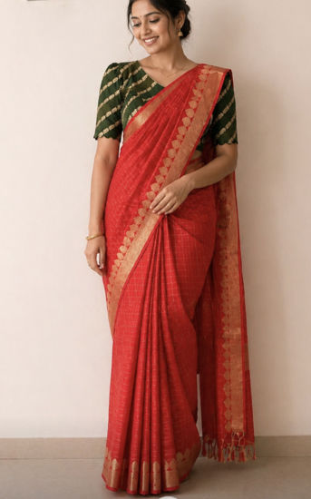 Picture of Gorgette saree with two blouses
