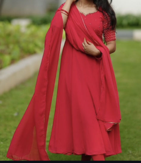Picture of Never worn Pink Anarkali dress with maggam work