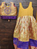 Picture of Mustard Yellow and Purple Pattu Langa jacket For 2-4Y