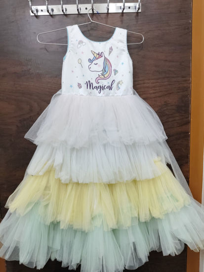 Picture of Magical Unicorn Multi-Color Tiered Tulle Frock For 2-4Y