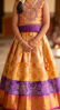 Picture of Mustard Yellow and Purple Pattu Langa jacket For 2-4Y