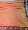 Picture of Designer Peach & Red Zardosi Work Silk Saree Set