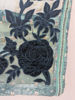 Picture of Mint Satin Silk Saree with Navy Velvet Rose Appliqué & Pearl Border Saree