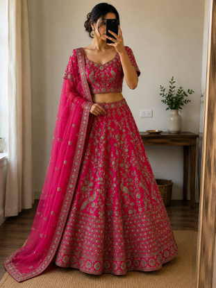 Picture of Zardosi handwork bridal lehenga