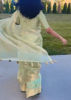 Picture of Organza pista green saree with high neck blouse