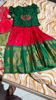 Picture of Red and green pattu langa with maggam work 2-3y