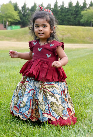 Picture of Pen kalamkari lehenga with peplum blouse 2-3y