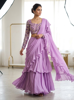 Picture of Designer full flared ruffle lehenga saree