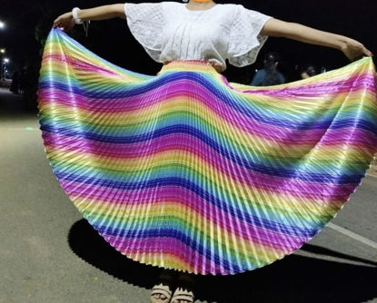 Picture of Rainbow Pleated Skirt with chikankari peplum top