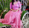 Picture of Baby pink designer layered frock with maggam