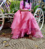 Picture of Baby pink designer layered frock with maggam