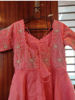 Picture of Baby pink designer layered frock with maggam