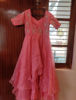 Picture of Baby pink designer layered frock with maggam