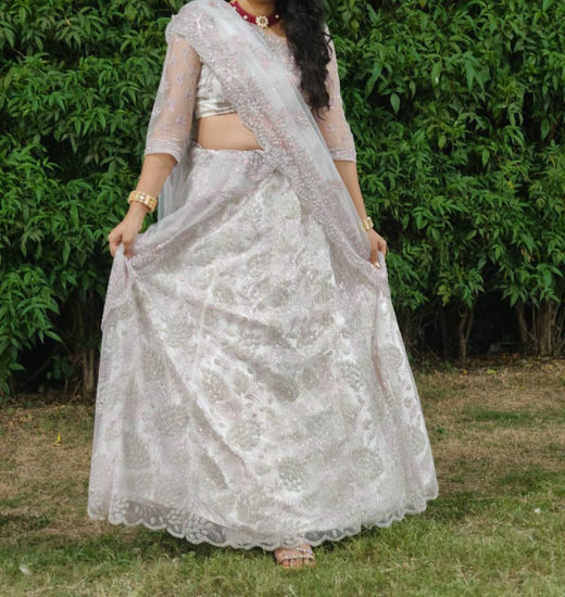 Picture of Ivory & Silver Bloom Lehenga