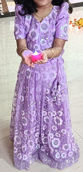 Picture of lavenderembroidery net  lehanga 3-4y