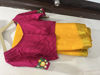 Picture of Yellow chiffon saree with pink work blouse