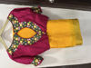 Picture of Yellow chiffon saree with pink work blouse