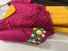Picture of Yellow chiffon saree with pink work blouse