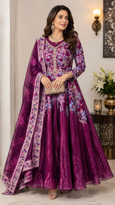 Picture of Magenta Floral Anarkali Dress