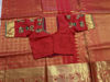 Picture of Pure kanchipattu red saree with maggam work blouse