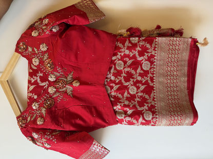 Picture of Pure Benaras bright red saree