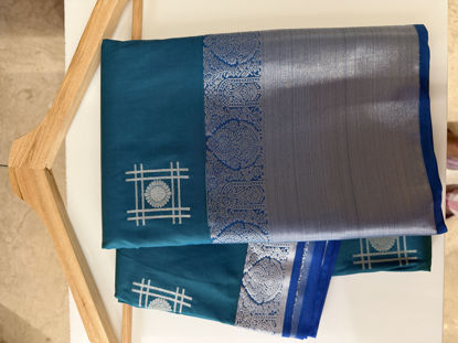 Picture of Kanchi peacock blue with rich  zari saree - new never worn