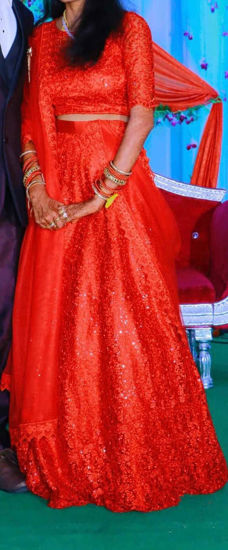 Picture of Red sequin bridal lehenga
