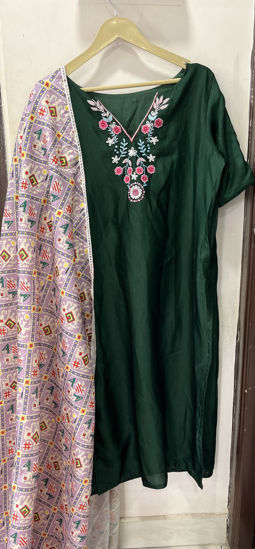 Picture of Green colour top & duppata with maggam work