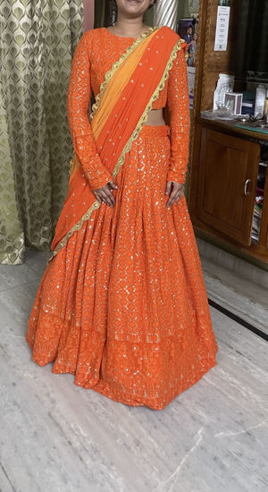 Picture of Pure Georgette Chikankari Lehenga