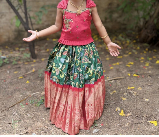Picture of Kalamkari lehenga with maggam blouse 1-2y