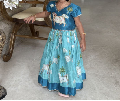 Picture of Teal blue pichwai lehenga 1-2y