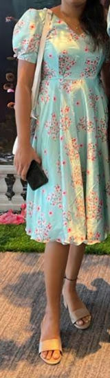 Picture of Sea green satin floral frock