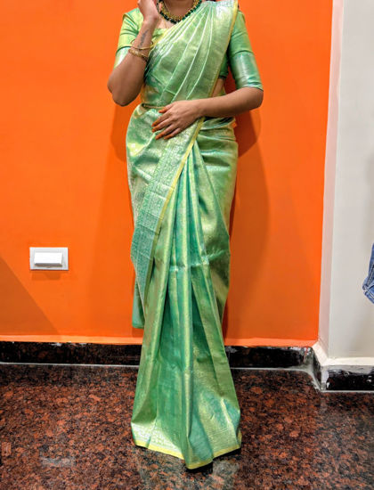 Picture of Green tissue saree with mahanati blouse
