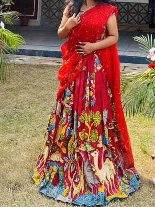 Picture of Pure pen kalamkari handpainting lehenga