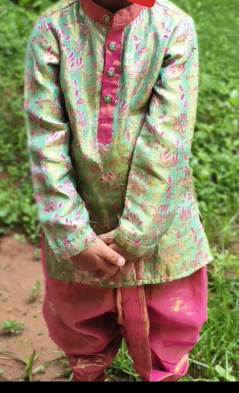 Picture of Pattu kurta dhothi for 2-3y