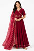Picture of Dark maroon Anarkali with maggam work and  duppata