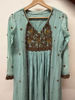 Picture of Beautiful coat style light green color  full length dress with yolk work