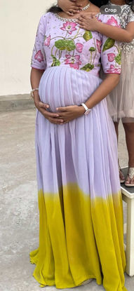 Picture of Ombré lavender yellow color full length designer dress