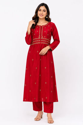 Picture of Red colour long frock from Mridani clothing