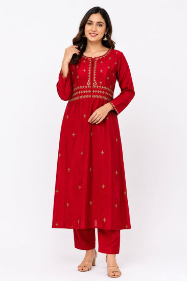Picture of Red colour long frock from Mridani clothing
