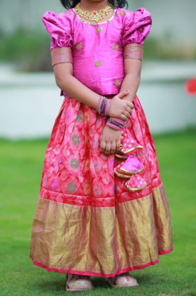 Picture of Pattu langa with zardosi maggam blouse 2-3y