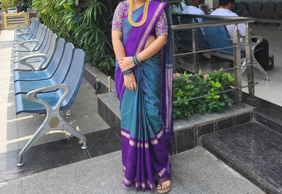 Picture of Pure vintage traditional light weight kanchipattu saree with gap border