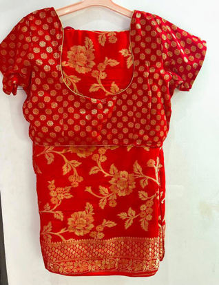 Picture of Red zari woven georgette saree