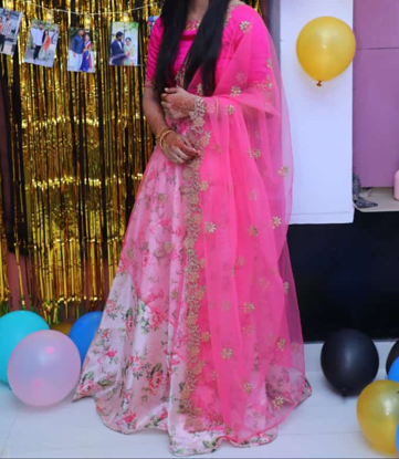 Picture of Floral organza lehenga with rawsik work blouse
