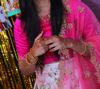 Picture of Floral organza lehenga with rawsik work blouse