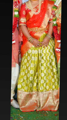 Picture of Mehendi green benarasi Half saree