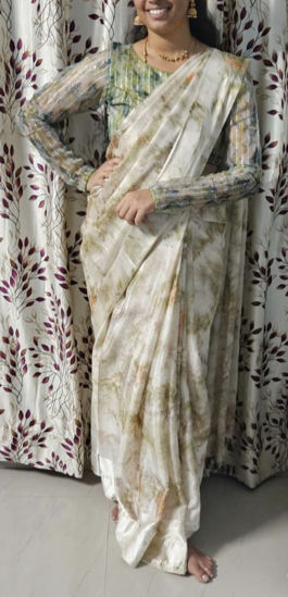 Picture of Chiffon saree with stitched blouse