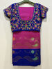 Picture of Pink & royal blue uppada pattu saree with maggam work blouse